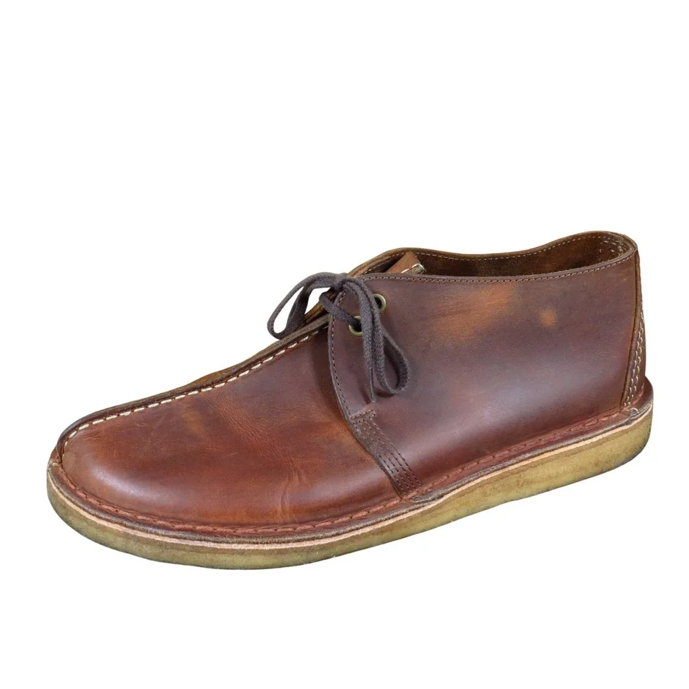 Clarks Desert Trek Mens Shoe Size 12 Beeswax Leather Chukka Boot Brown 36449